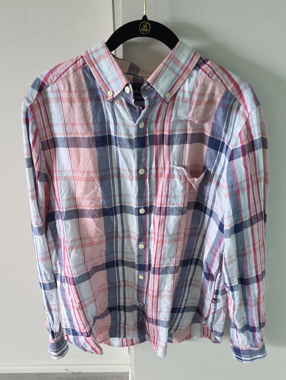 Nautica Pink, Blue & White Plaid Button-Down Shirt
